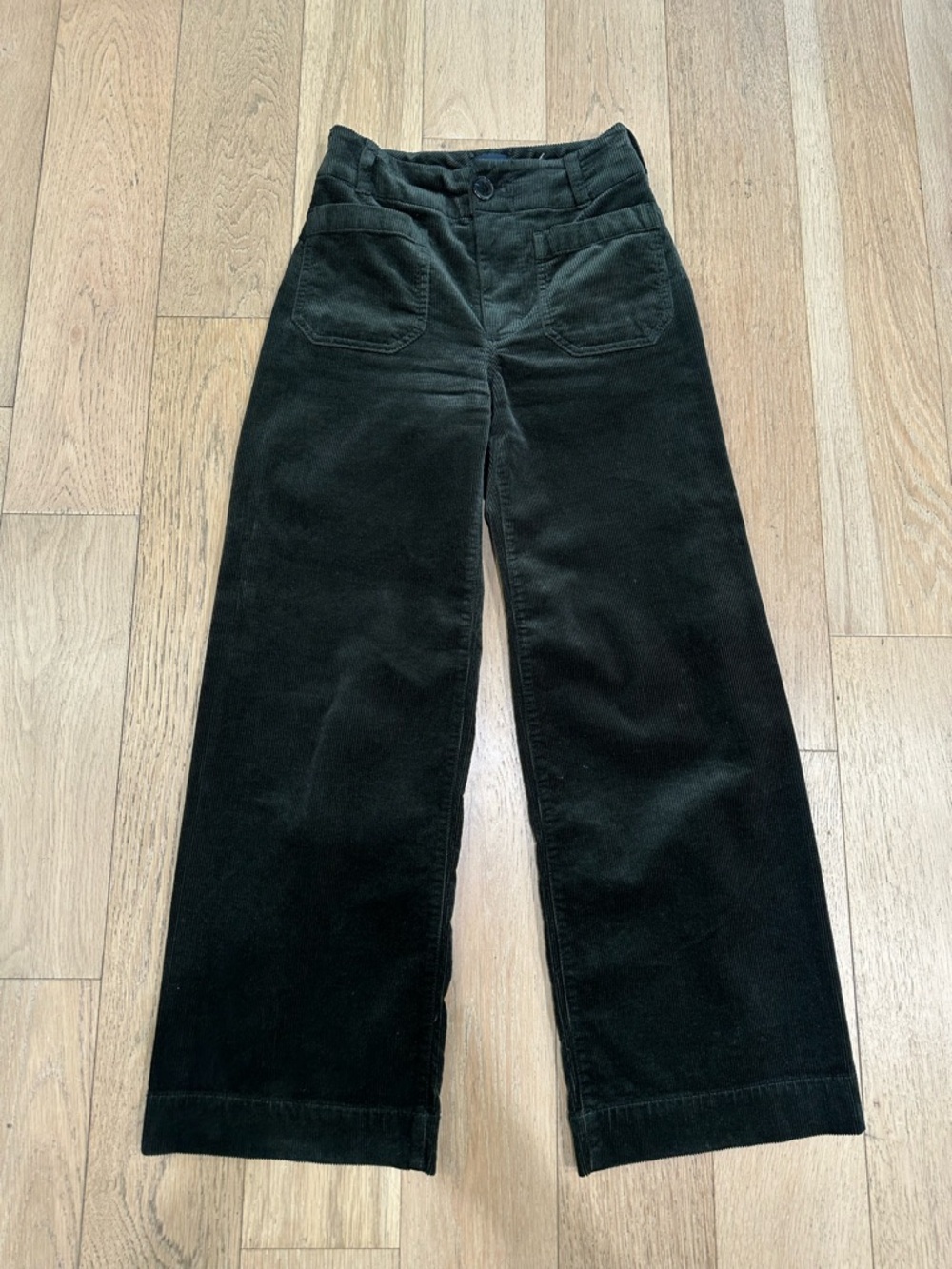 Anthropologie Maeve Colette Wide Leg Pants Womens 23 Green Corduroy Patch Pocket